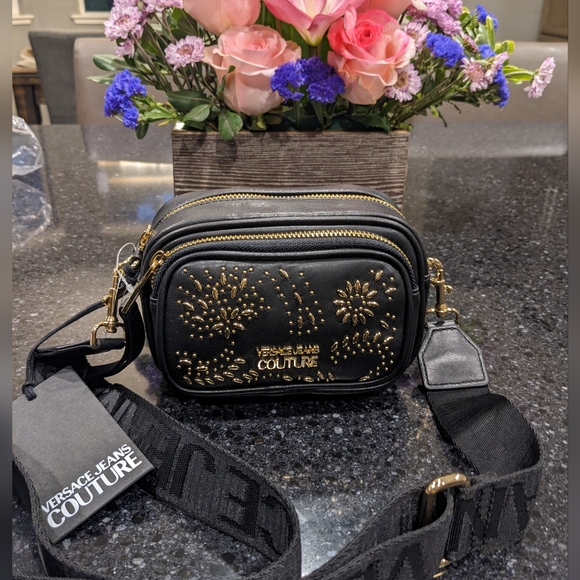 Versace Bags Versace Jeans Couture Signature Gold Tone Studded